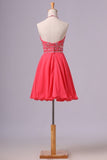 2024 Halter A Line Sexy And Cute Homecoming Dress Short/Mini Chiffon&Tulle PD5S2M9Z