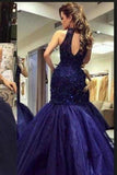 2024 Hot Prom Dresses Mermaid Tulle With Applique And Beadings Zipper Up PD12GL1F