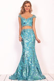 2024 Mermaid Cap Sleeves Tulle Prom Dresses With Beads&Sequins PG6QTT8R