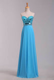 2024 Blue Prom Dresses A Line Sweetheart Floor Length Chiffon Ship Today Under  200