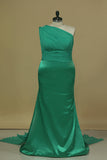 2024 Evening Dresses One Shoulder Ruched Bodice Sheath Elastic PFXSQF7M