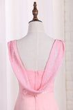 2024 Bridesmaid Dresses Straps Sequined Bodice A Line Chiffon PHRP88KJ