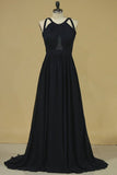 2024 Bridesmaid Dresses Scoop A Line Chiffon With Slit Open PQ6C8E8T