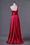 2024 Burgundy/Maroon One Shoulder Bridesmaid Dresses Floor Length A PPC39AG3