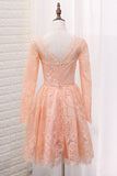 2024 A Line V Neck Long Sleeves Lace Homecoming Dresses PXFBZBZR