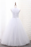 2024 A Line Scoop Flower Girl Dresses Tulle With Handmade Flower PZ3EG9FN