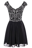 2024 Chiffon Homecoming Dresses Scoop Beaded Bodice Short/Mini PBPP66EX