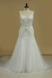 2024 A Line Wedding Dresses Spaghetti Straps Beaded P1GK4GS7