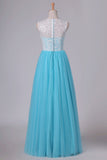 2024 A Line Scoop Floor Length Prom Dresses Tulle & PE4F9YS1