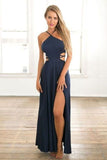 2024 Evening Dresses A Line Spaghetti Straps Chiffon With Slit PN4B3LC9