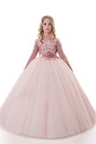 2024 Tulle Scoop Flower Girl Dresses Ball Gown Mid-Length P3KXPXN5