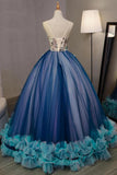 Ball Gown V Neck Sleeveless Appliqued Tulle Prom Dress Hot Quinceanera STKP46YC47P