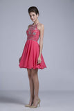 2024 Halter A Line Sexy And Cute Homecoming Dress Short/Mini Chiffon&Tulle PD5S2M9Z