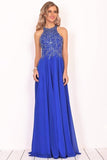 2024 Chiffon Scoop Prom Dresses A Line Beaded Bodice Chiffon PDTGJAXL