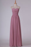 2024 A Line Sweetheart Bridesmaid Dress Floor Length Chiffon With P3F81HXF