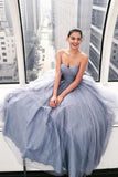 Sparkly Ball Gown Strapless Grey Sweetheart Long Prom Dresses, Evening Dresses STK15535