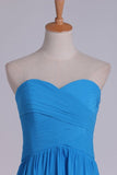 2024 A Line Sweetheart Ruched Bodice Prom Dress Chiffon Floor PF69TKP2