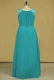 2024 A Line Scoop Beaded Waistline Floor Length Mother Of The Bride Dresses Chiffon & P9EPRP2T