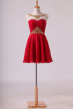 2024 Bateau Homecoming Dresses A Line Short/Mini Chiffon With P1368J5S