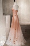 Unique Pink Tulle Long Prom Dress Tulle Evening Dress