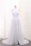 2024 Chiffon Halter With Ruffles And Slit Court Train PPRR57HC