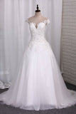 2024 A Line Wedding Dresses Scoop Tulle With Applique P3ERK5HX