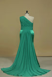 2024 Evening Dresses One Shoulder Ruched Bodice Sheath Elastic PFXSQF7M