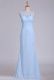 2024 Bridesmaid Dresses Scoop Chiffon & Lace Floor Length Zipper PCR44C8F