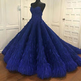 Princess Ball Gown Royal Blue Sweetheart Beads Sweet 16 Quinceanera Dresses STK15588