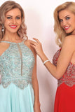 2024 A Line Chiffon Spaghetti Straps Prom Dresses With Beading Floor PAL1N2JN