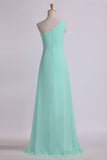 2024 Evening Dresses One Shouder Pleated Bodice Column Chiffon With PBE3F6XJ