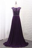 2024 A Line Scoop Chiffon Mother Of The Bride Dresses With Beads Bodice PA6ZBCXS