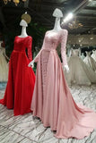 2024 Dark Davy Prom Dresses Removable Train Scoop Tulle With Full Beading P4AH5BYE