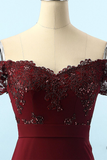 Stylish Burgundy Mermaid Prom Dress Off the Shoulder Evening Dress