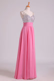 2024 Prom Dresses A Line V Neck Chiffon With Beading/Sequins Sleeveless Floor P98QLD19