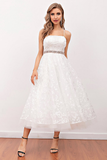 White Lace Midi Prom Dress