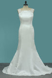 2024 Bateau Wedding Dresses Mermaid Satin With Applique PMPDCMT8