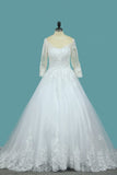 2024 A Line 3/4 Length Sleeves Tulle Scoop Wedding Dresses P49T4DGE