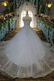 2024 Floral Wedding Dresses Lace Up Off The Shoulder With Appliques And PN3CHDT3