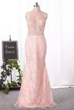 2024 Gorgeous High Neck Lace Prom PYDRZH23