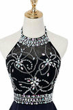 2024 High Low A Line Halter Beaded Bodice Prom PFJPTGXP