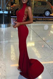 Mermaid High Neck Sleeveless Long Spandex Prom Dresses