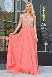 2024 A Line Spaghetti Straps With Beading Prom Dresses Chiffon Open PN487EZ2