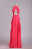 2024 Bridesmaid Dresses Scoop Ruched Bodice Chiffon A Line Floor PSHD82YX