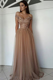 2024 A-Line/Princess Sleeveless Off-The-Shoulder Floor-Length Applique P761P8HD