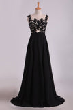 2024 Cap Sleeves Prom Dresses Scoop Floor Length Chiffon With PSQTPFAH