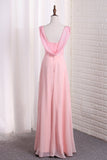 2024 Bridesmaid Dresses Straps Sequined Bodice A Line Chiffon PHRP88KJ