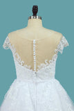 2024 A Line Lace Cap Sleeve Scoop Wedding Dresses With Beads PZ98FJLK