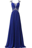 V-neck Prom Gowns Party Dresses Chiffon Long Evening Dresses