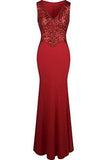 V Neck Sequin Beading Mermaid Sheath Long Prom Dresses